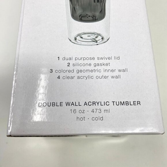 CDA Logo GEO 16 Oz Double Wall Clear Acrylic Tumbler Sip Straw Opening Hot Cold - Picture 4 of 10